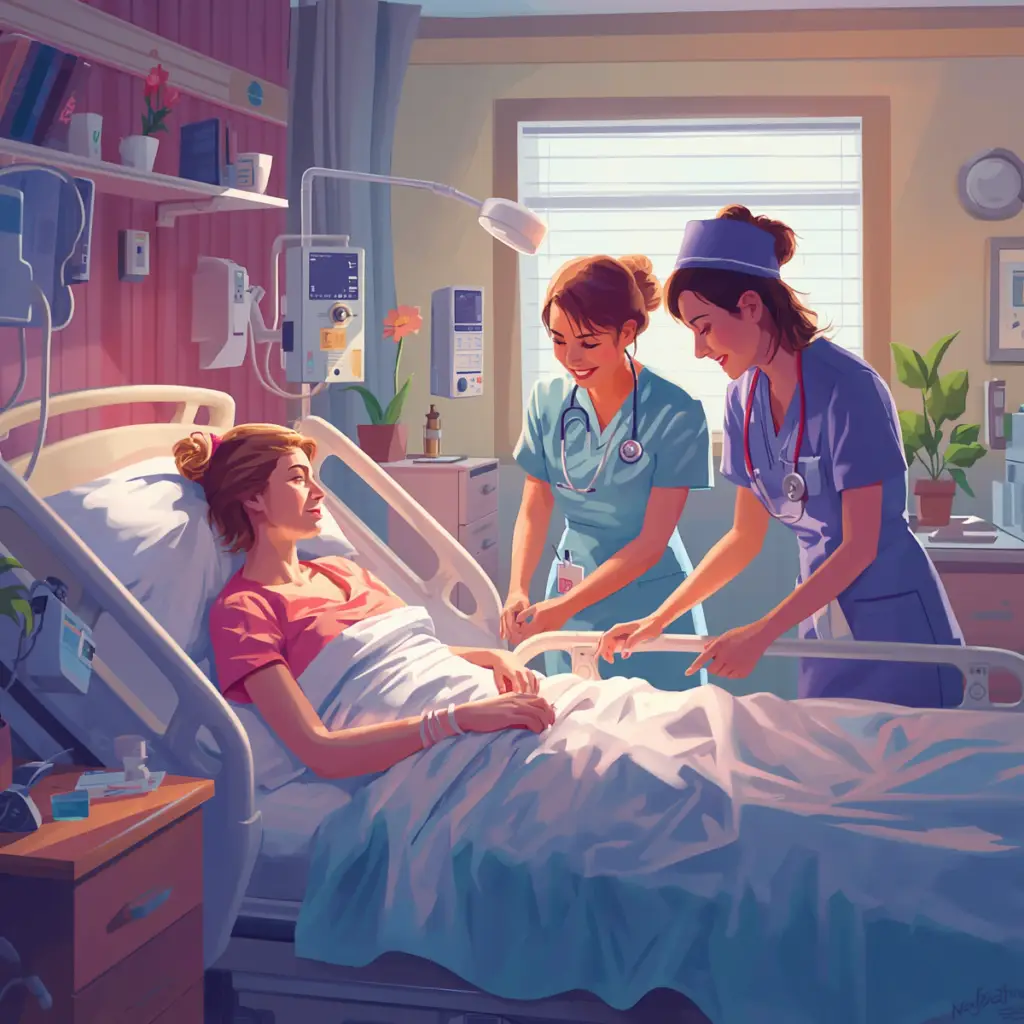 Nurses caring for patients at the bedside.